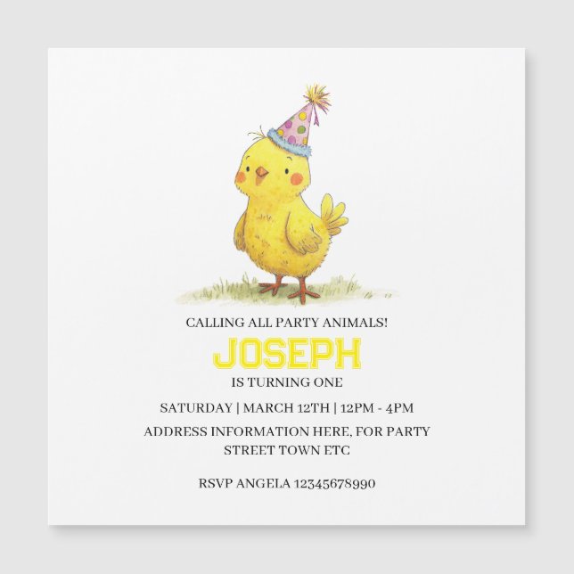 Carte Magnétique Petite ferme de poussins Anniversaire poulet (Devant)
