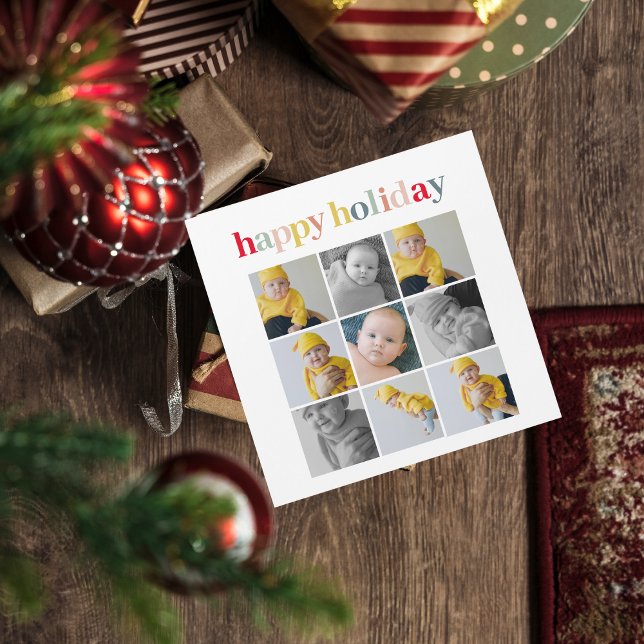 Carte Magnétique Photo Collage | Colorful Happy Holiday (Créateur téléchargé)