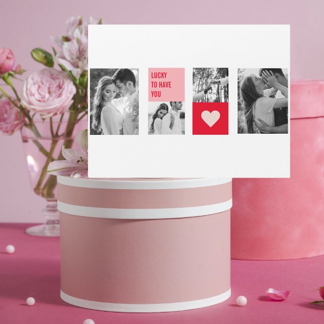 Carte Magnétique Photo Collage Couple | Cadeau moderne Valentines (Créateur téléchargé)