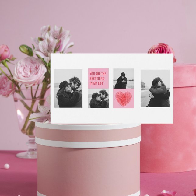 Carte Magnétique Photo Collage Couple | Valentines Coeur rose et ro (Créateur téléchargé)