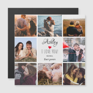 Carte Magnétique Photo Collage ''I Love You'' Saint-Valentin