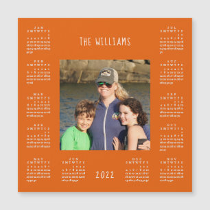 Carte Magnétique Photo de famille Calendrier magnétique orange 2022