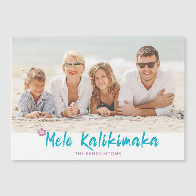 Carte Magnétique Photo de Noël tropical hawaïen de Mele Kalikimaka (Devant)
