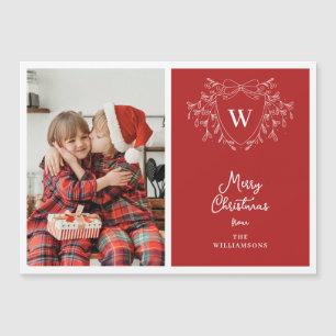 Carte magnétique photo Festive rouge et blanc crêt