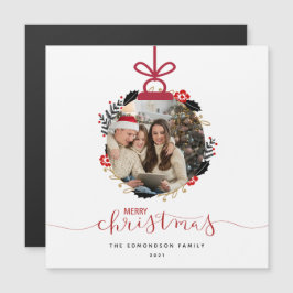 Carte Magnétique Photo Globe Joyeux Noël Ornement Card