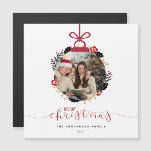 Carte Magnétique Photo Globe Joyeux Noël Ornement Card