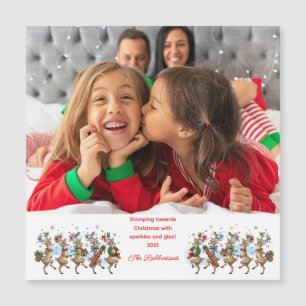 Carte Magnétique Photo Marche amusante Stomper Rennes de Noël