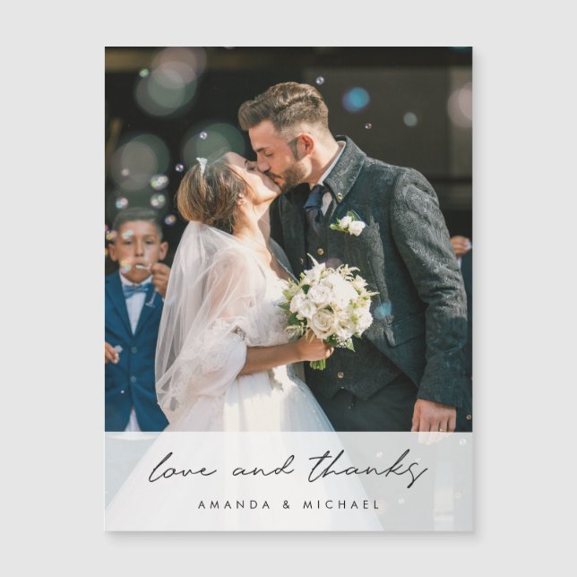 Carte Magnétique Photo Mariage Merci magnétique (Devant)