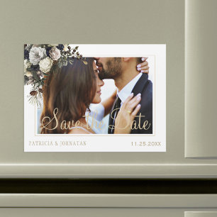 Carte Magnétique Photo moderne élégante mariage chic enregistrer la