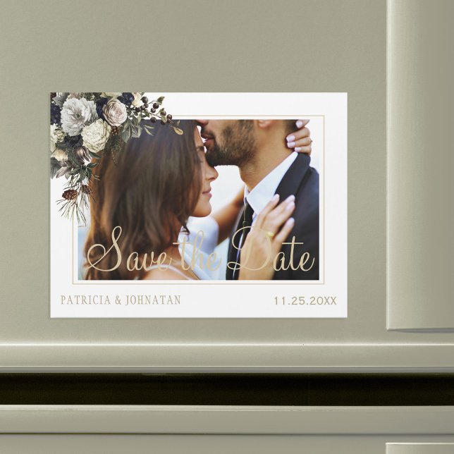 Carte Magnétique Photo moderne élégante mariage chic enregistrer la (Créateur téléchargé)