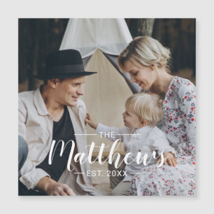 Carte Magnétique Photo personnalisée avec nom de famille et année d