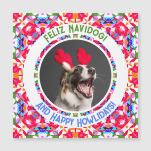 Carte Magnétique Photo personnalisée Chien de Noël Maman Papa Magne