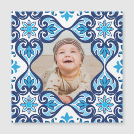 Carte Magnétique Photo personnelle, Azulejos bleu et blanc
