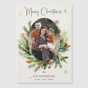 Carte Magnétique Photos de famille multiples Feuilles verts Joyeux 