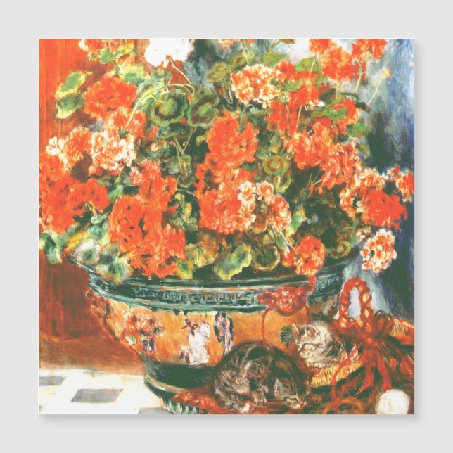 Carte Magnétique Pierre-Auguste Renoir Geraniums Et Chats (Devant)