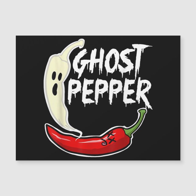 Carte Magnétique Piment Fantôme Drôle Épicé Chaud Halloween Piment  (Devant)