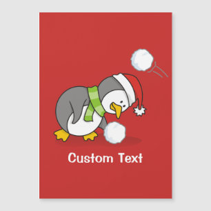 Carte Magnétique Pingouin de Noël avec boule de neige