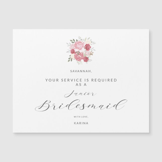 Carte Magnétique Pink Bouquet Will You Be My Junior Bridesmaid (Devant)