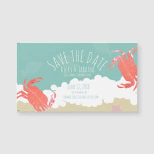 Carte Magnétique Plage Enregistrer la Date Crabe Sable Vagues Océan