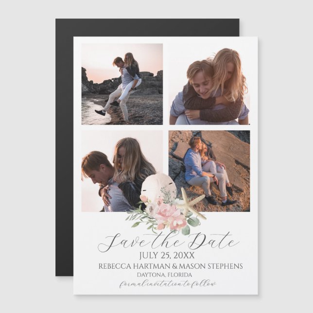 Carte Magnétique Plage Floral Dollar de sable et Starfish Multi Pho (Devant / Derrière)