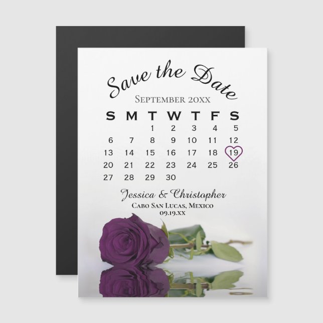 Carte Magnétique Plum Purple Rose Enregistrer l'aimant Calendrier D (Devant / Derrière)