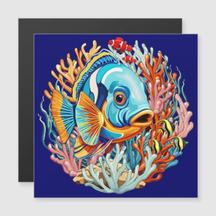 Carte Magnétique Poissons Tropicaux Couleurs Vives Ambiance Été
