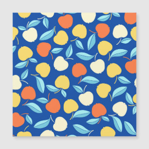 Carte Magnétique Pommes feuilles, arrière - plan bleu, motif transp