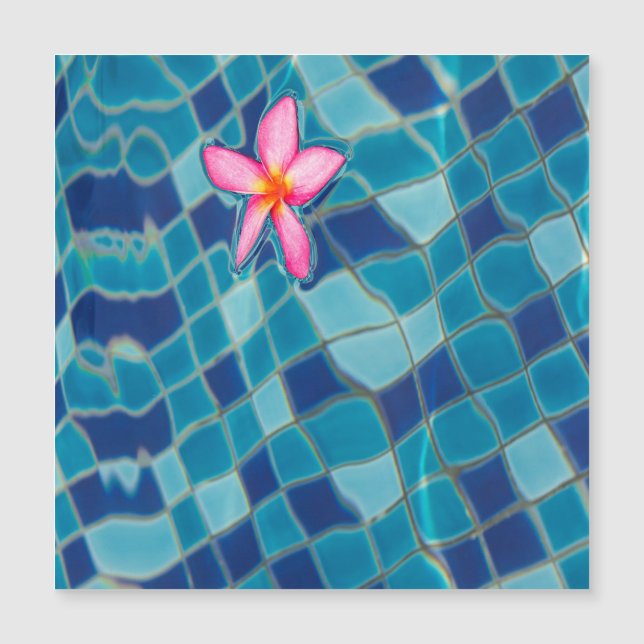 Carte Magnétique Pool party blues rose fleur flottante couleur pop (Devant)