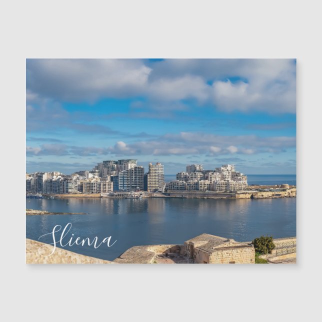 Carte Magnétique Port de Sliema et gratte-ciel à Malte (Devant)