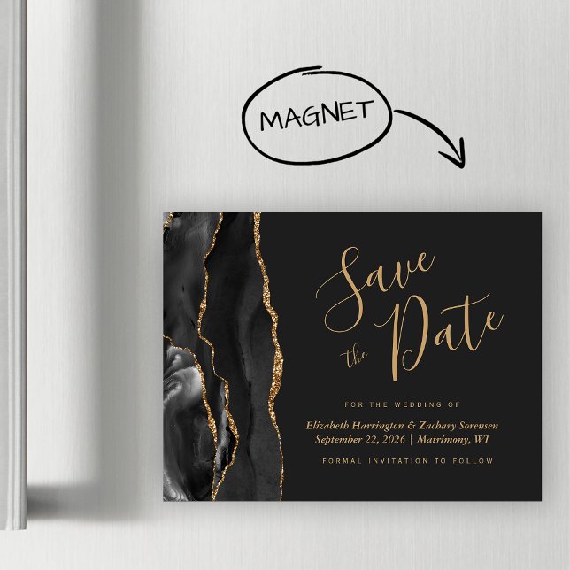 Carte Magnétique Porte d'or noir Mariage noir Enregistrer l'aimant  (Créateur téléchargé)