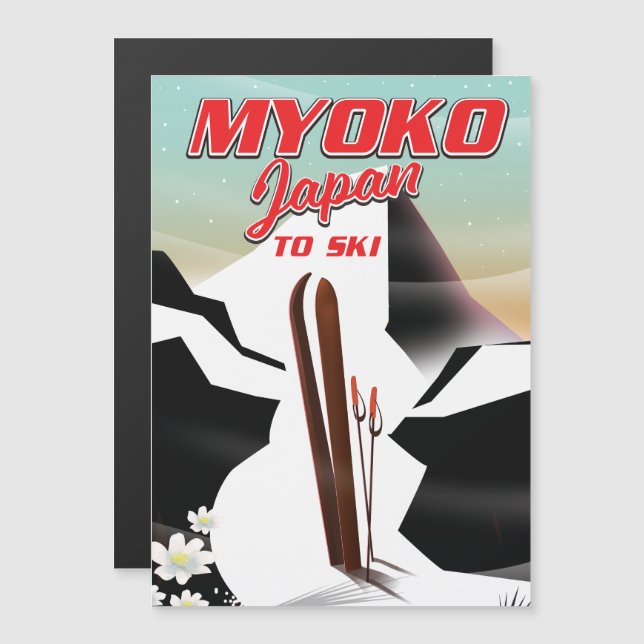 Carte Magnétique poster de ski myoko japon (Devant / Derrière)