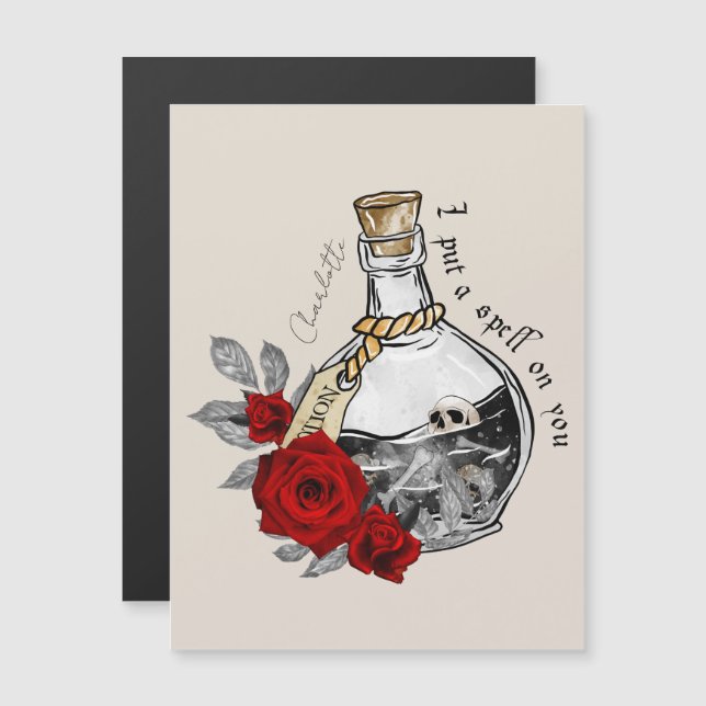 Carte Magnétique Potion d'amour sorcière gothique (Devant / Derrière)