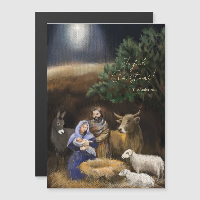 Carte Magnétique Première crèche de Noël  (Devant / Derrière)