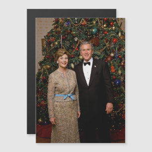 Carte Magnétique Président George Bush, Laura Christmas Maison Blan