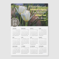 Proverbes 2026 31:25 Tulip Calendrier magnétique