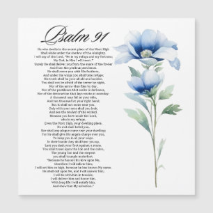 Carte Magnétique Psaume 91 Aquarelle Fleur Bleue Écritures Biblique