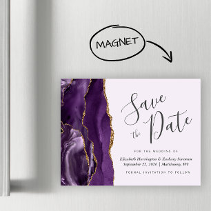 Carte Magnétique Purple Agate Lilac Mariage magnétique Enregistrer 
