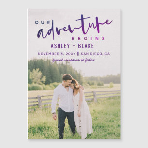 Carte Magnétique Purple Our Adventure Begins Photo Enregistrer la d