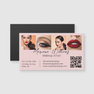 Carte Magnétique qr code maquillage artiste 4 photo pink business a