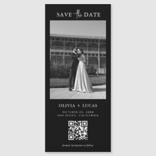 Carte Magnétique QR Code Photo Black Magnetic Wedding Enregistrer L