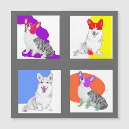 Carte Magnétique Quatre Corgis