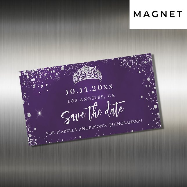 Carte Magnétique Quinceanera argent violet enregistrer l'aimant de  (Créateur téléchargé)