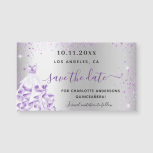 Carte Magnétique Quinceanera argent violet enregistrer l'aimant de