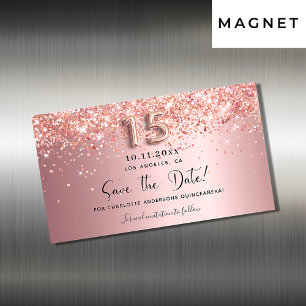 Carte Magnétique Quinceanera bleu rose enregistrer l'aimant de date