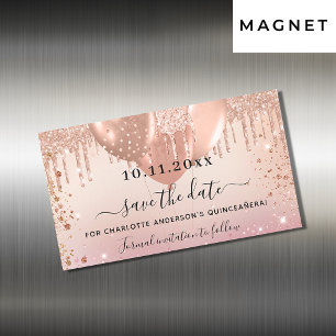 Carte Magnétique Quinceanera rose rose ballon enregistrer la date a