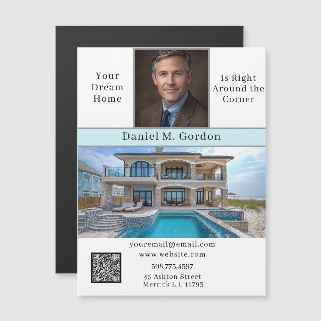 Carte Magnétique Realtor Real Estate Home Sales Rentals Business (Devant / Derrière)