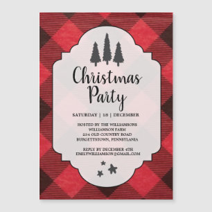 Carte Magnétique Red Black Buffalo Plaid Christmas Party Magazine