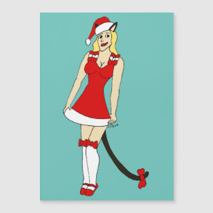 Carte Magnétique Red Christmas catgirl