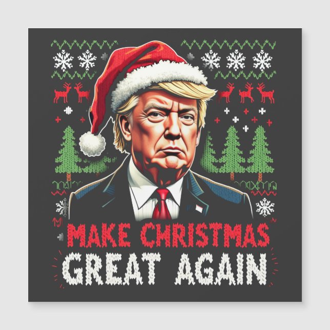 Carte Magnétique Refaire Noël Grande à nouveau Sweater de Noël dégu (Devant)
