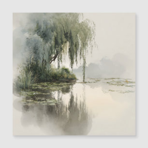 Carte Magnétique Reflet d'arbre de saule serein Art de la nature (2